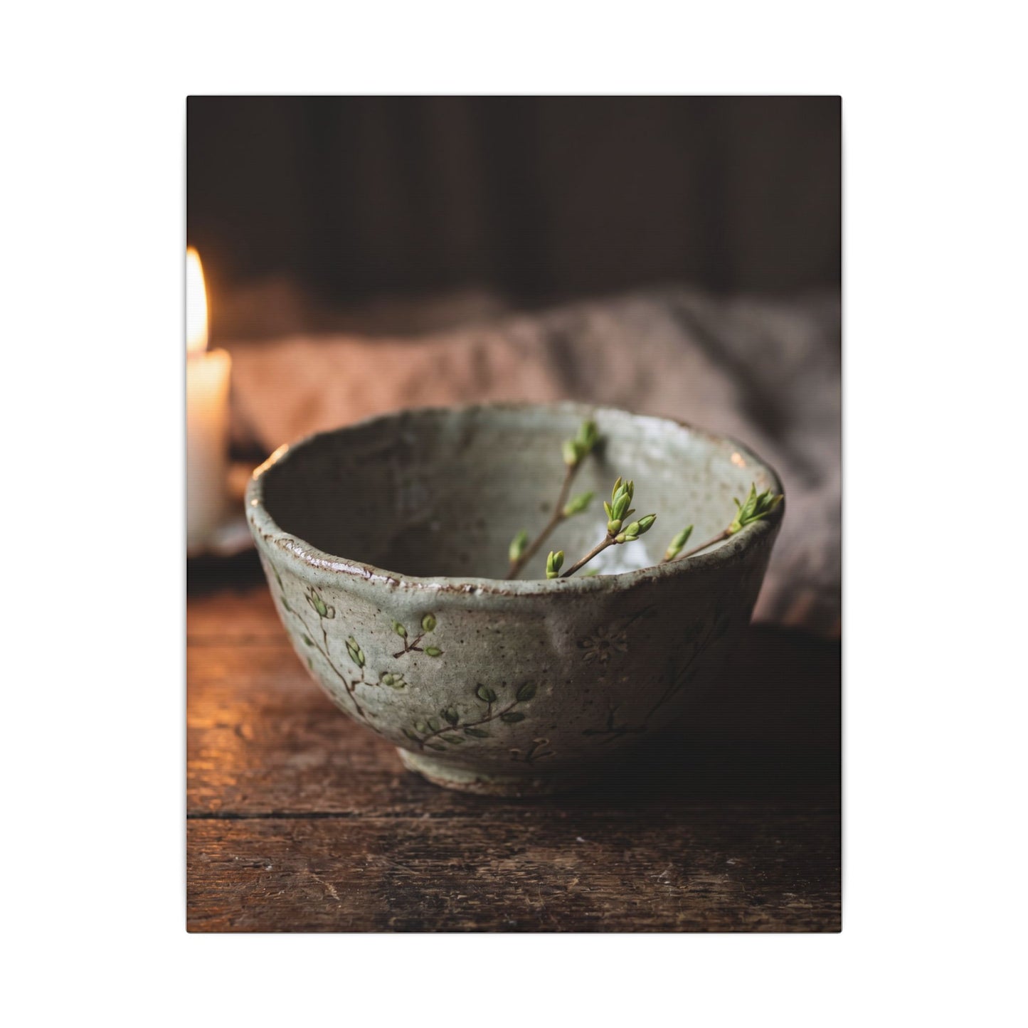 Ceramic Bowl Spring Canvas Art | Japandi Neutral Design