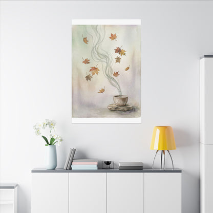 Incense Smoke Canvas Art | Autumn Japandi Watercolor Art
