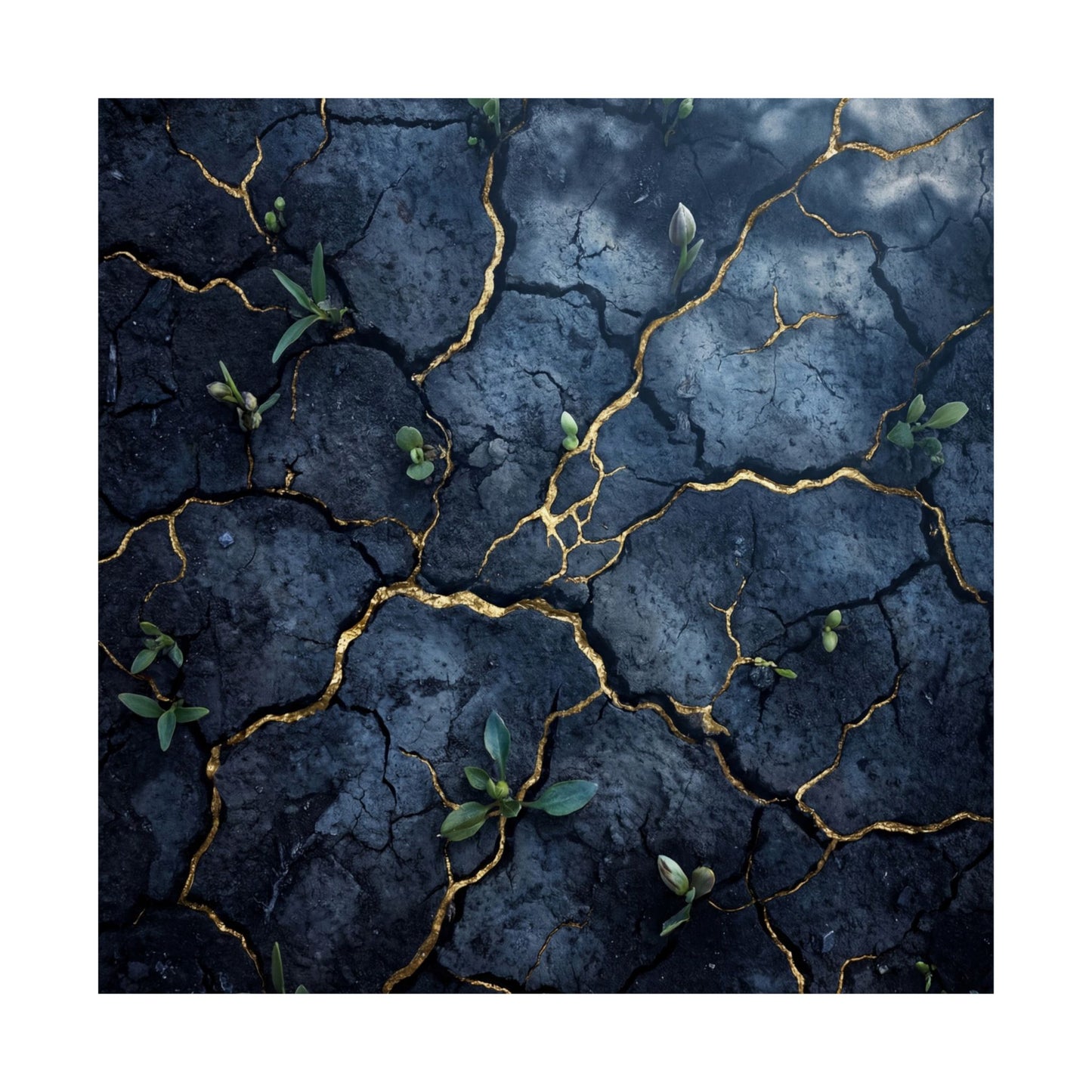 Shibui Cracked Earth Wall Art Print - Kintsugi Broken Beauty
