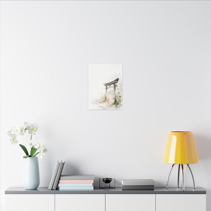 Fukinsei Torii Gate Canvas Art - Japandi Watercolor