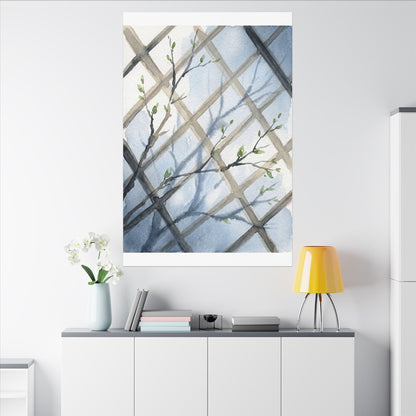Shoji Screen Canvas Art | Spring Japandi Watercolor Art