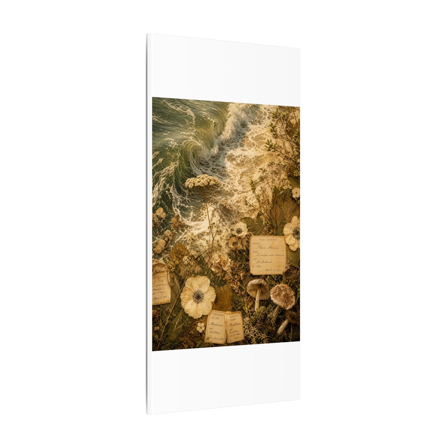 Spring Ocean Wave Herbarium Canvas Art | Nostalgic Decor
