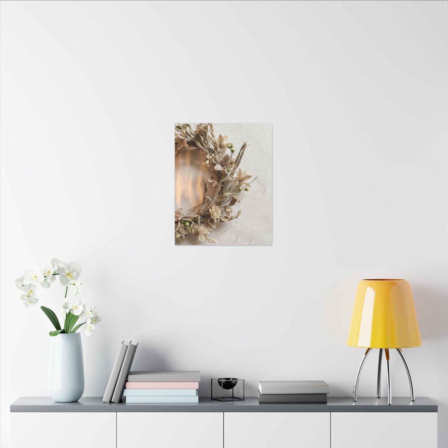 Dried Flowers Japanese Pattern Canvas Art | Neutral Japandi Art