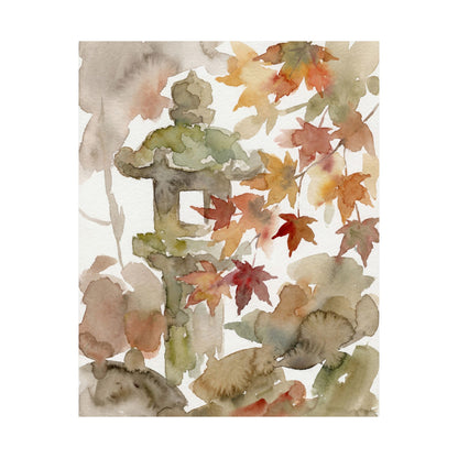 Neutral Stone Lantern Wall Art Print - Watercolor Japandi