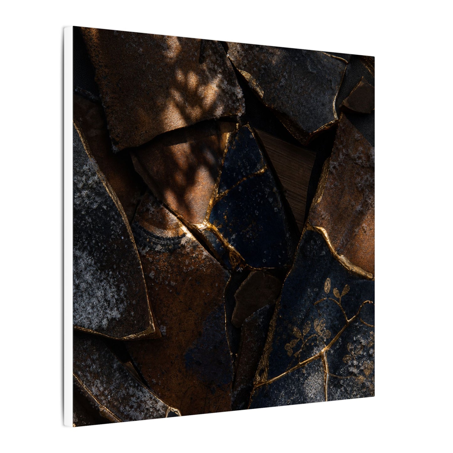 Fukinsei Broken Pottery Canvas Art - Dark Japandi Dark Texture