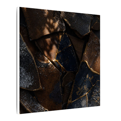 Fukinsei Broken Pottery Canvas Art - Dark Japandi Dark Texture