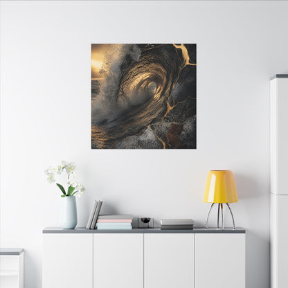 Kanso Ocean Wave Canvas Art - Kintsugi Gold Vein