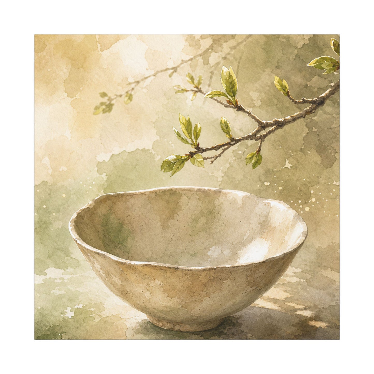 Warm Ceramic Bowl Canvas Art - Watercolor Japandi