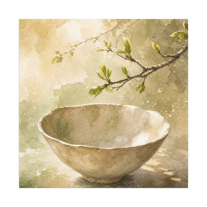 Warm Ceramic Bowl Canvas Art - Watercolor Japandi
