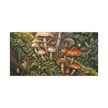Spring Wild Mushrooms Herbarium Canvas Art | Rustic Decor