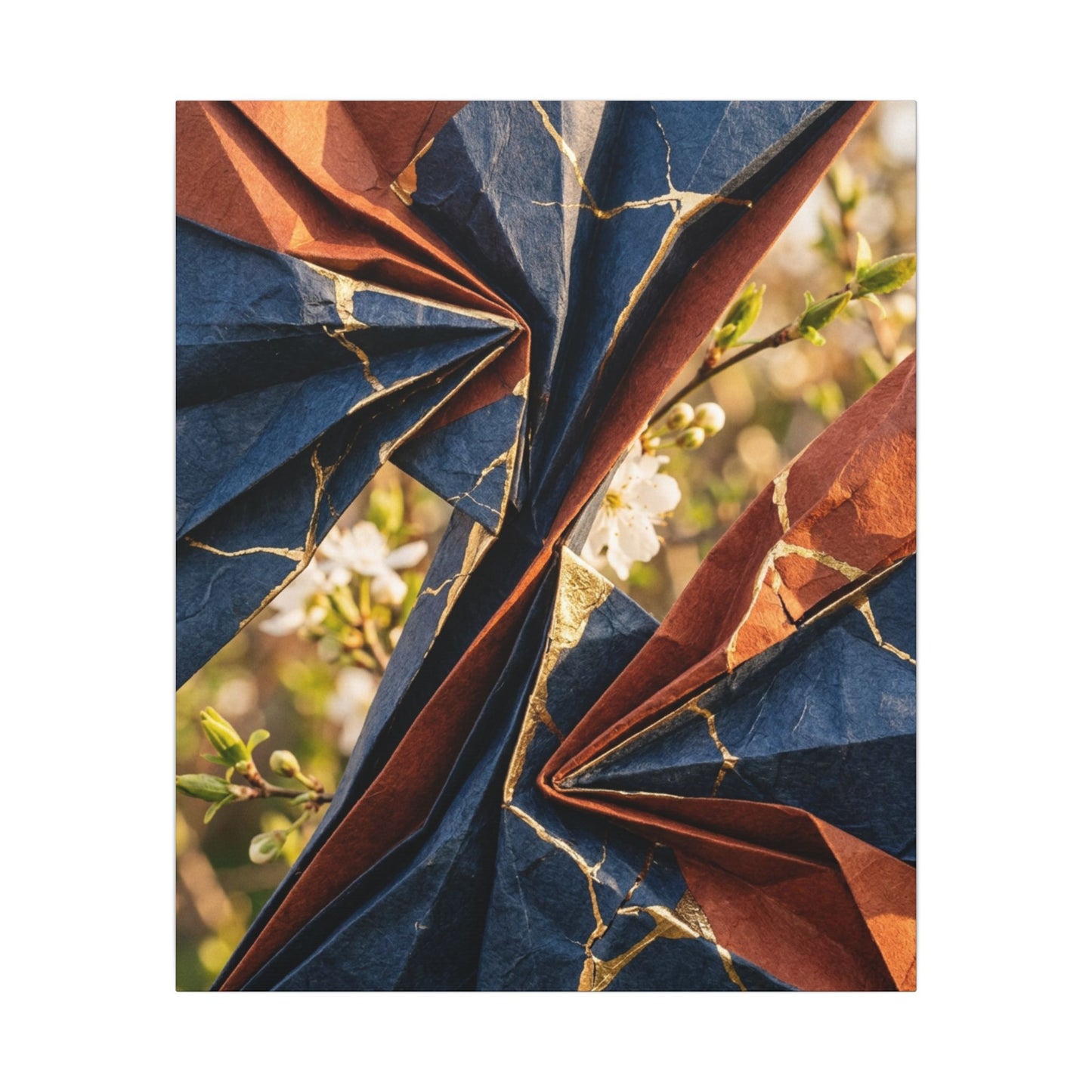 Kintsugi Paper Fold in Golden Hour | Crackle Gold Canvas Art