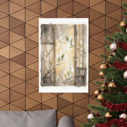 Shoji Screen Spring Wall Art Print | Japandi Neutral Design