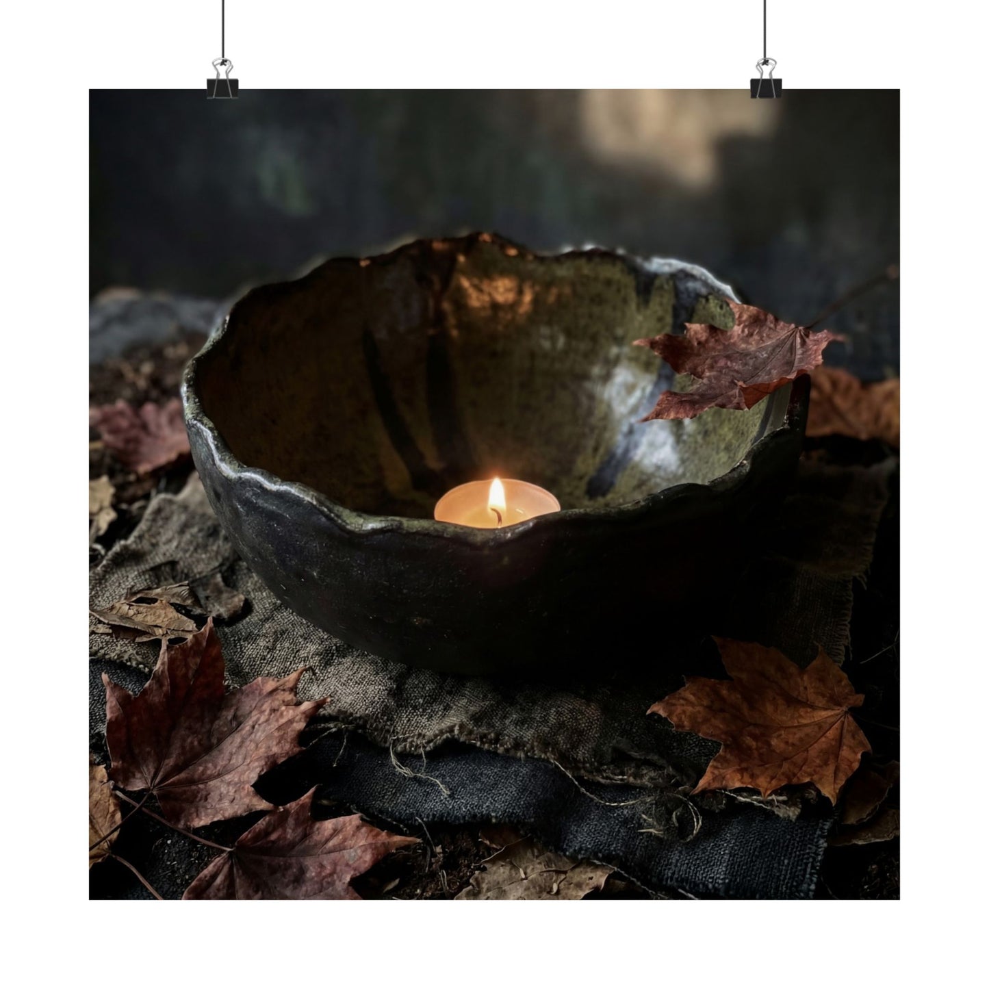 Autumn Ceramic Bowl Dark Texture Wall Art Print | Bold Decor