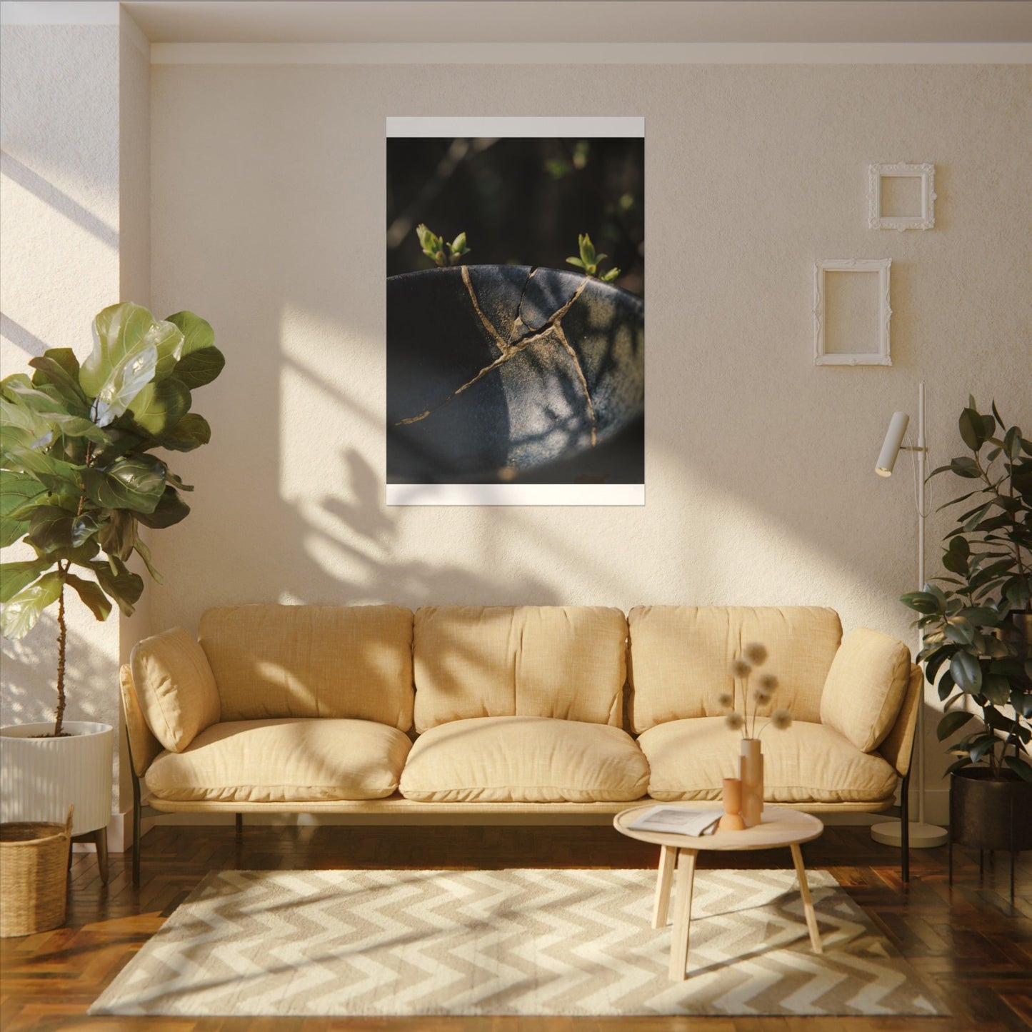 Seijaku Broken Pottery Canvas Art - Dark Japandi Shadow Zen