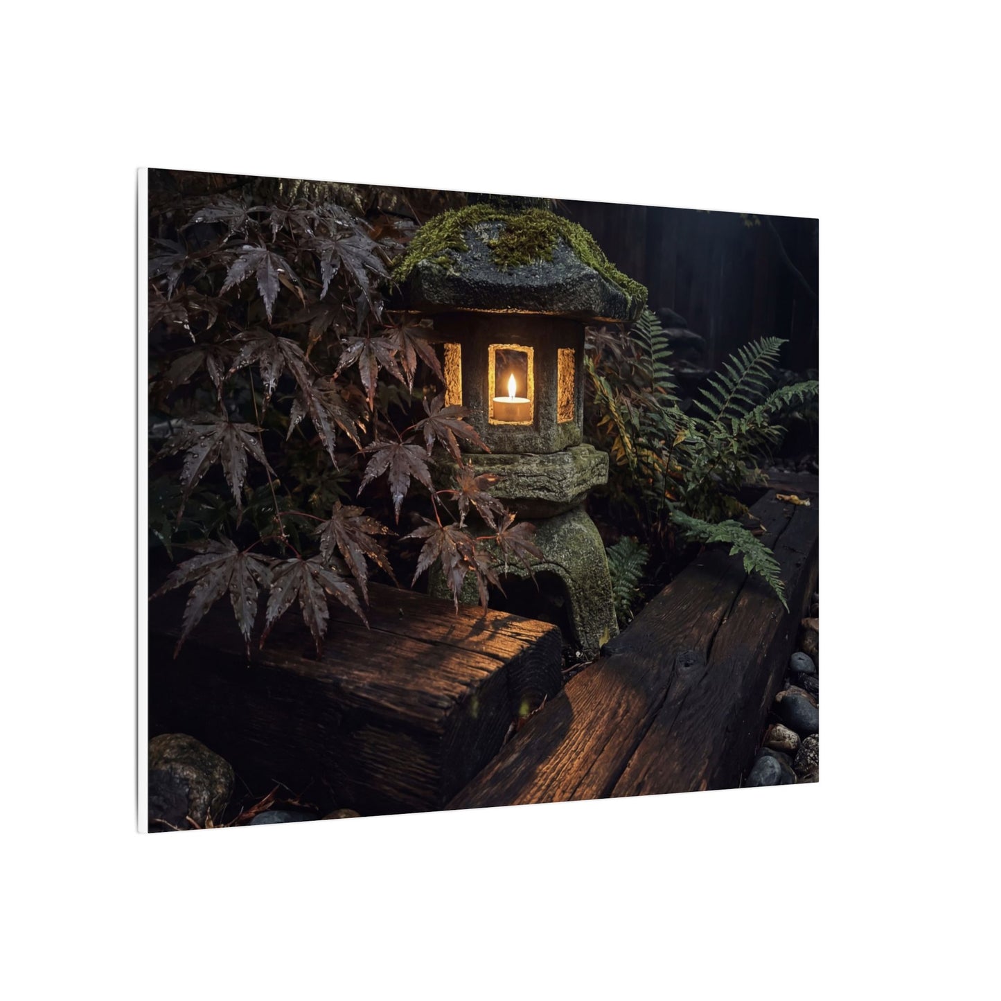 Moody Moonlit Garden Canvas Art - Shadow Zen Dark Japandi