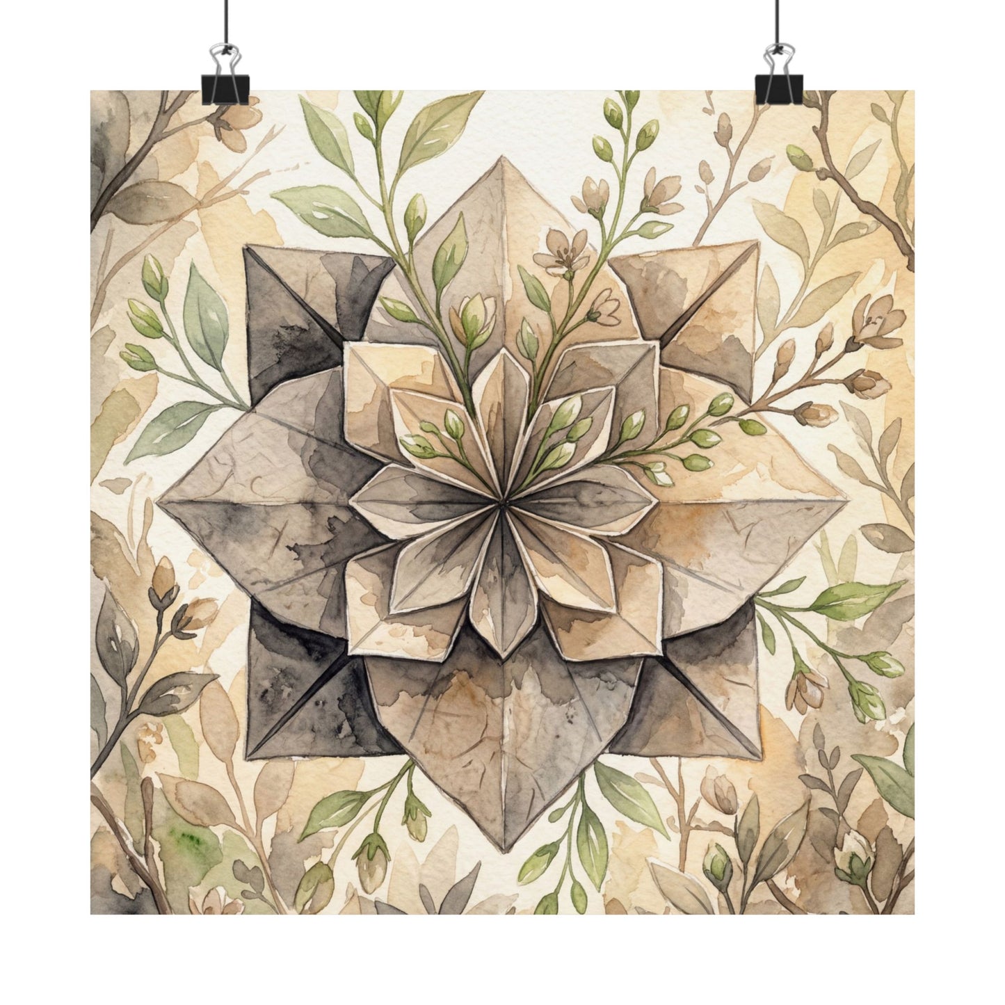 Golden Hour Paper Fold Wall Art Print - Japandi Mono No Aware Art Print