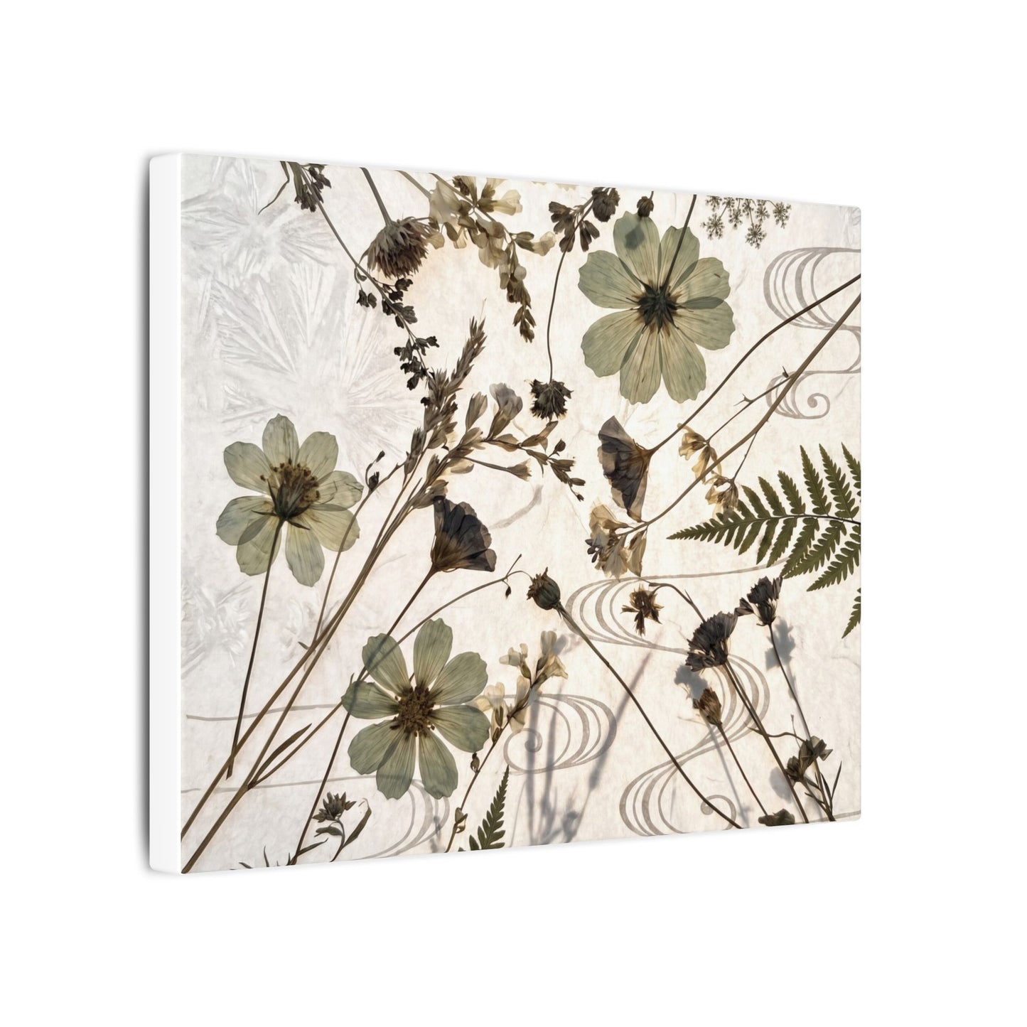 Japandi Dried Flowers in Golden Hour | Japanese Pattern Canvas Art