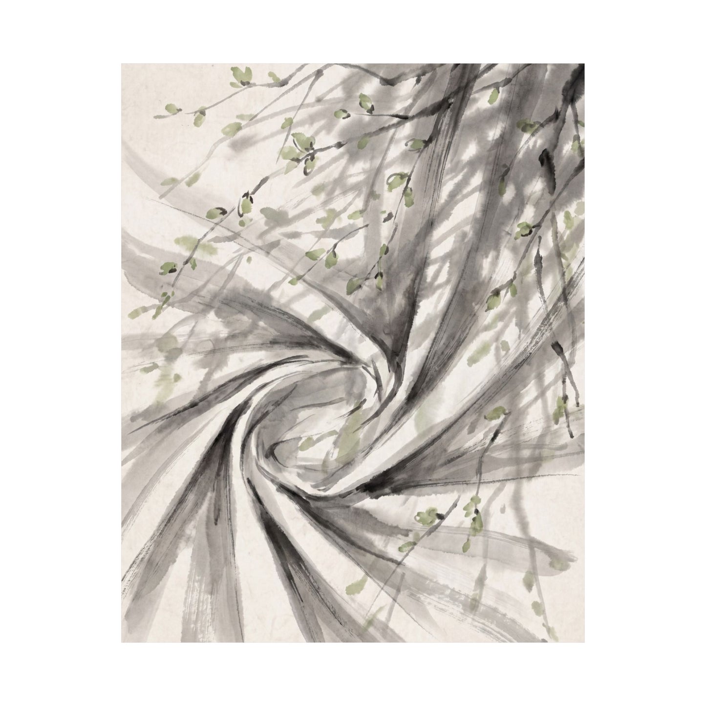 Silk Drape Wall Art Print | Spring Zen Sumi E Art