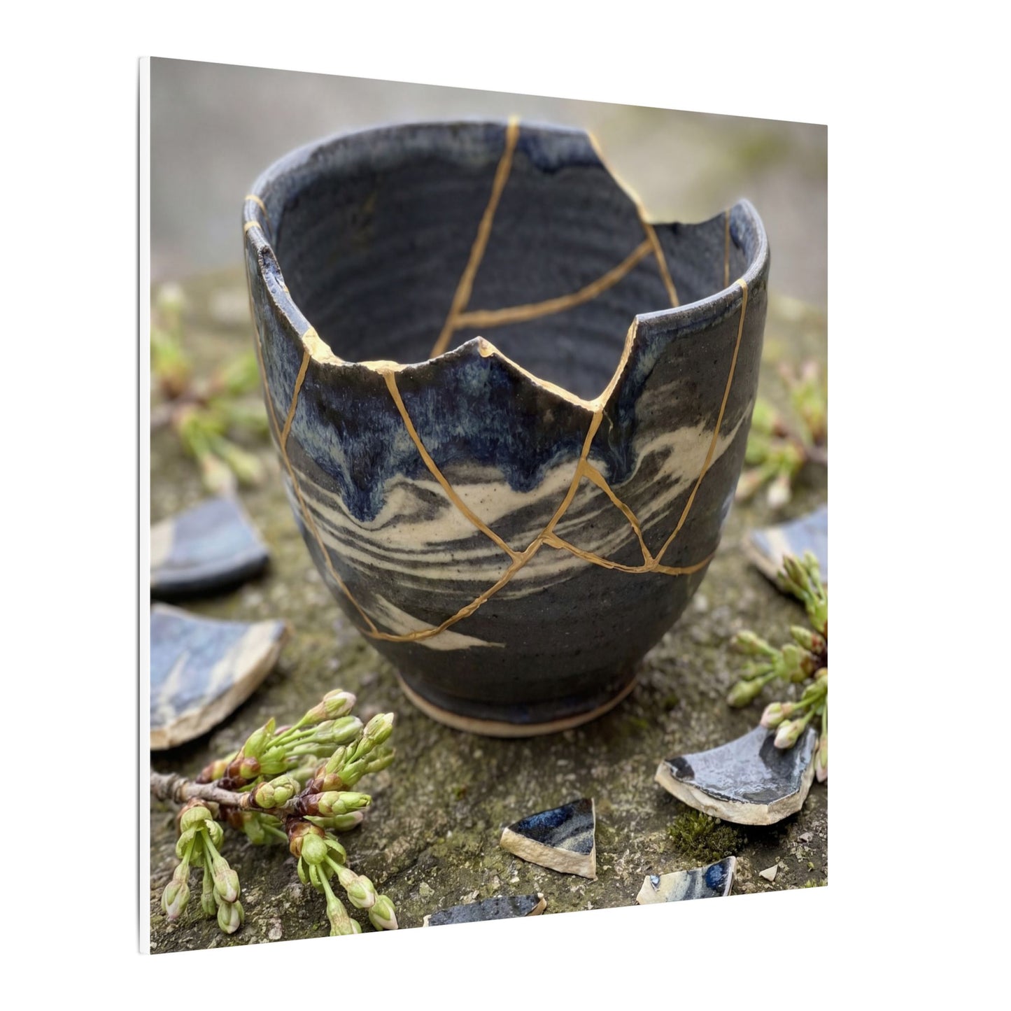 Datsuzoku Ceramic Bowl Canvas Art - Kintsugi Gold Repair