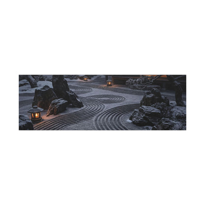Candlelight Rock Garden Canvas Art - Dark Japandi Fukinsei