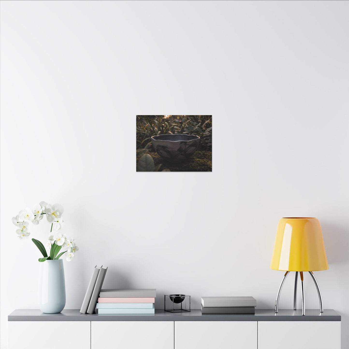 Ceramic Bowl Canvas Art | Summer Dark Japandi Charcoal Ink Art