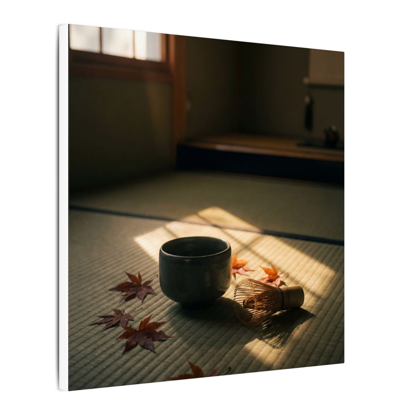 Dark Japandi Tea Ceremony in Golden Hour | Moody Minimal Canvas Art