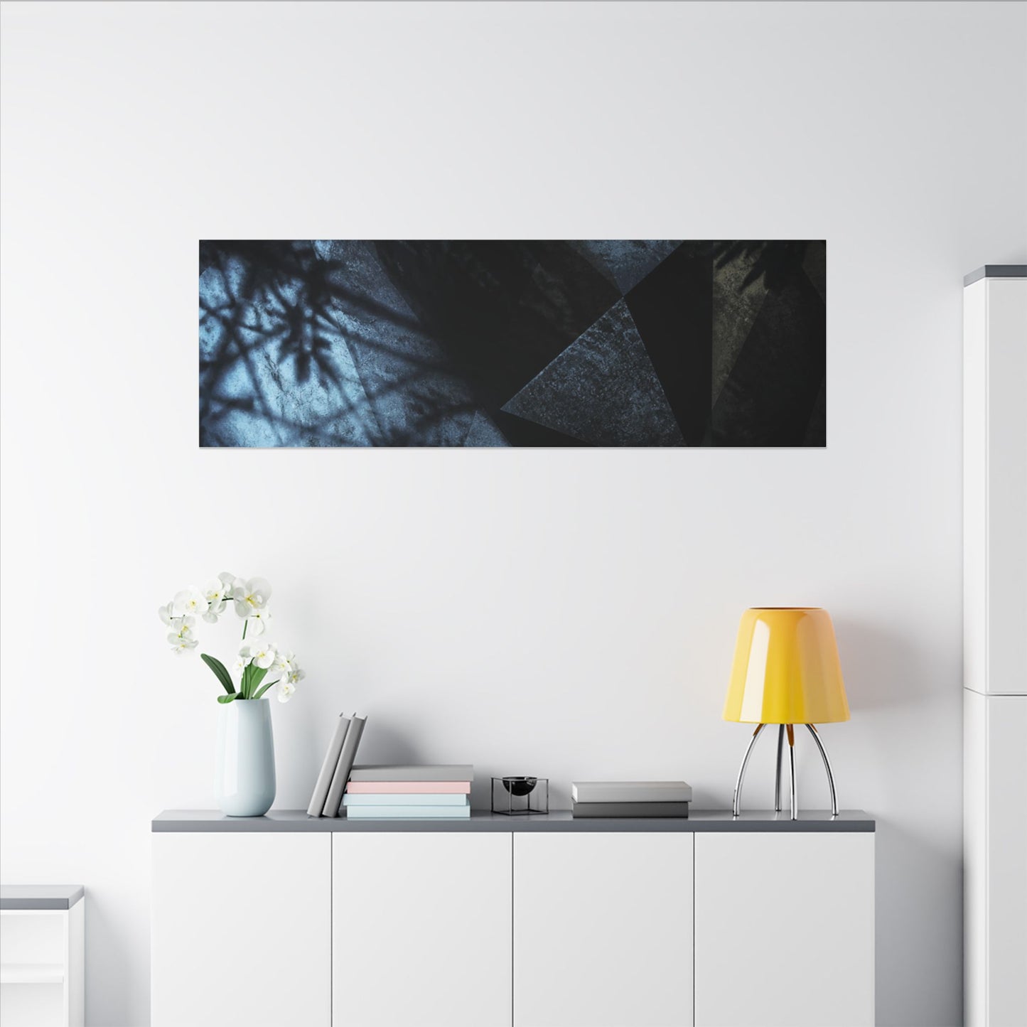 Shadow Play Winter Canvas Art | Dark Japandi Luxurious Design