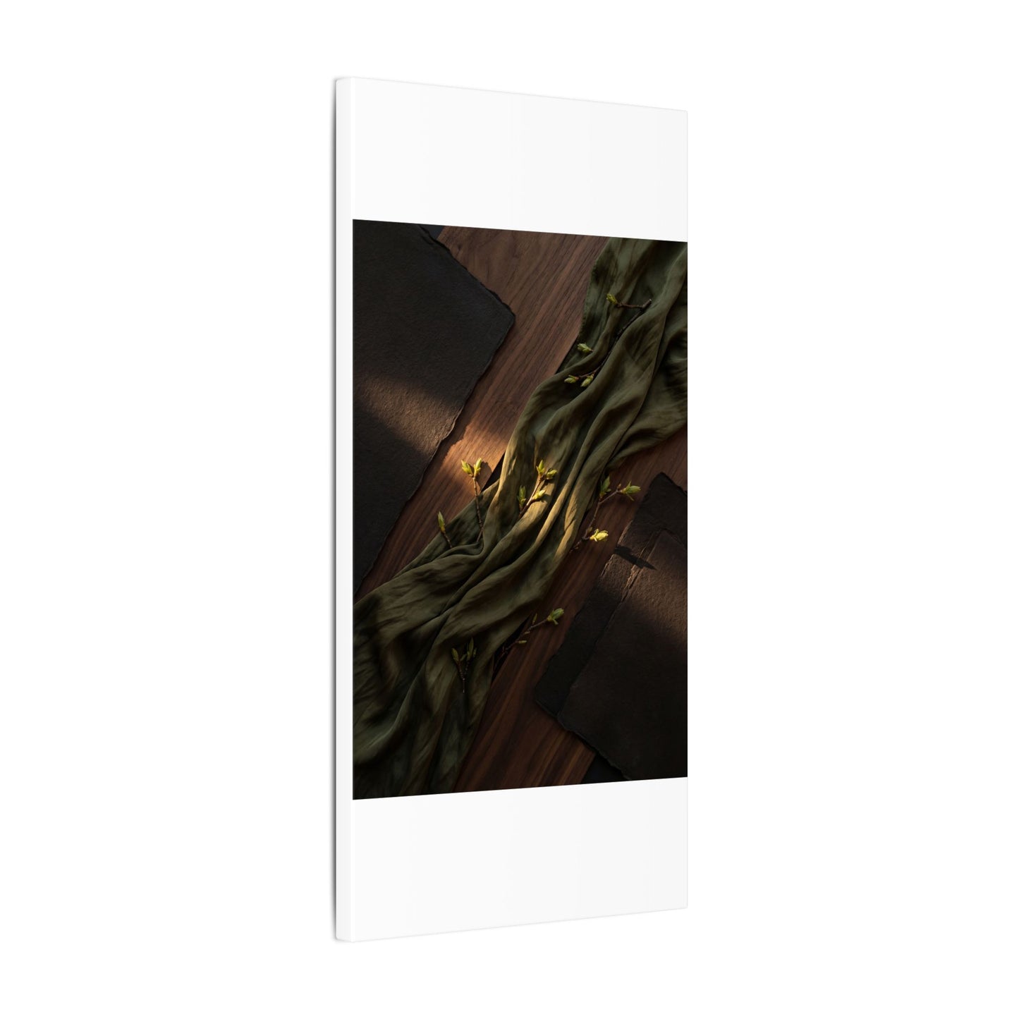 Silk Drape Canvas Art | Spring Dark Japandi Dark Texture Art