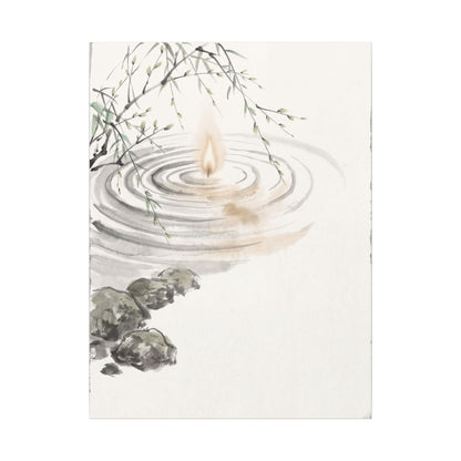 Water Ripple Sumi E Canvas Art | Tranquil Zen Art