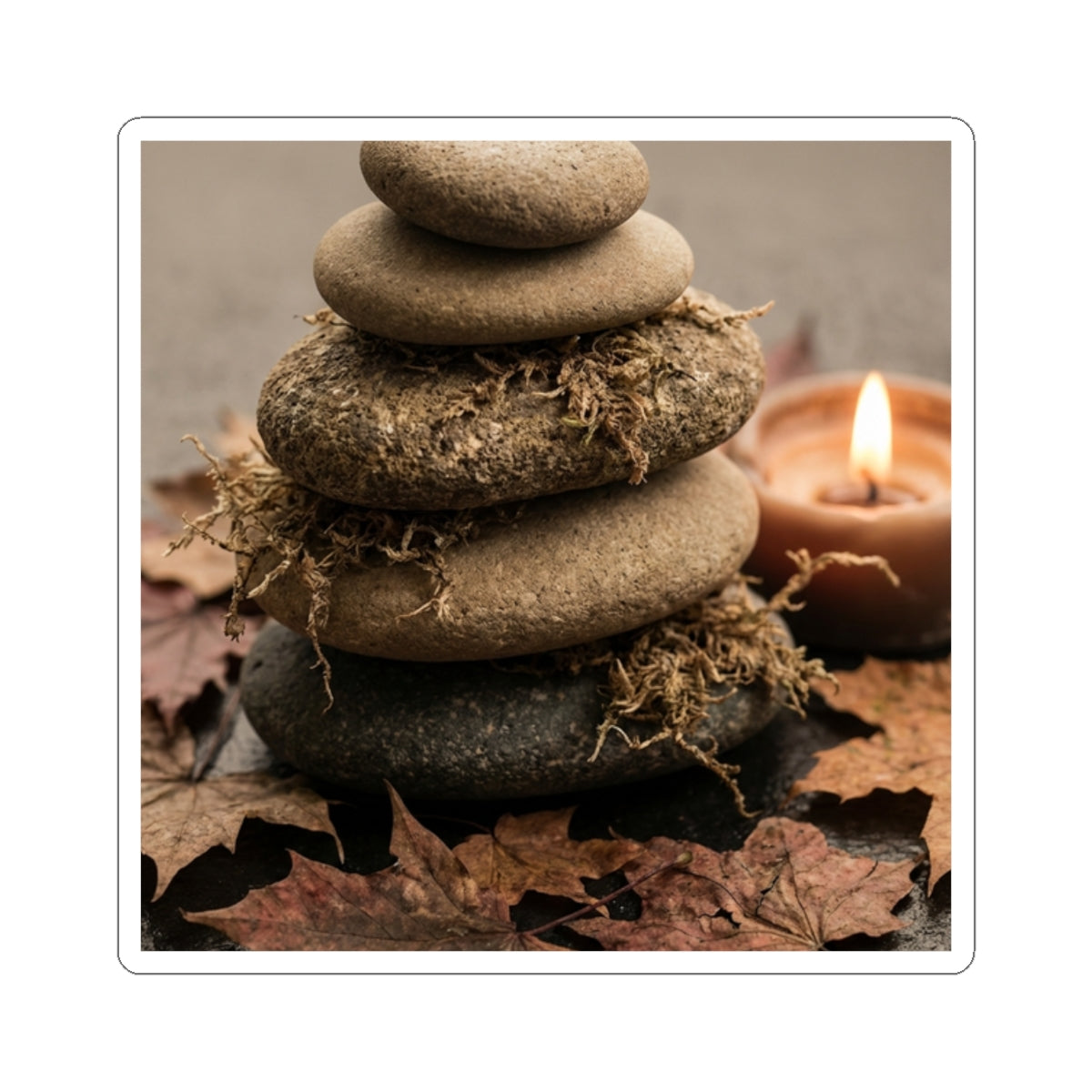 Candlelight River Stones Sticker - Japandi Seijaku Art Print