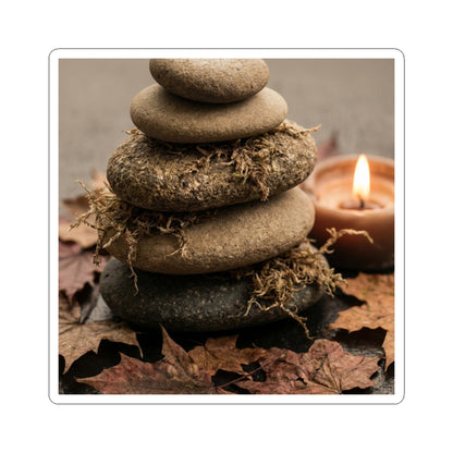 Candlelight River Stones Sticker - Japandi Seijaku Art Print