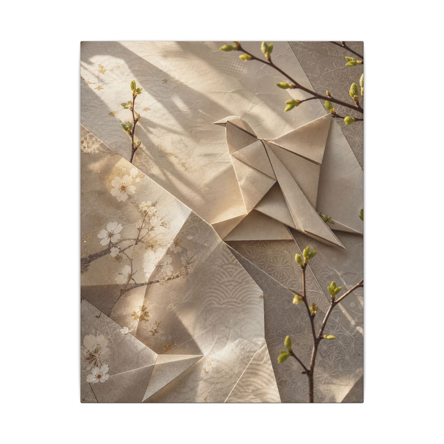 Golden Hour Paper Fold Canvas Art - Japandi Fukinsei