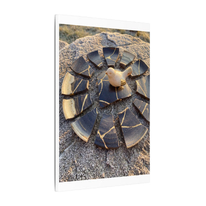 Golden Hour Broken Pottery Canvas Art - Kintsugi Datsuzoku