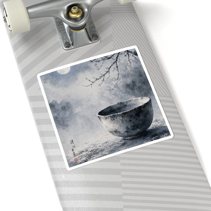 Tranquil Ceramic Bowl Sticker - Sumi E Zen