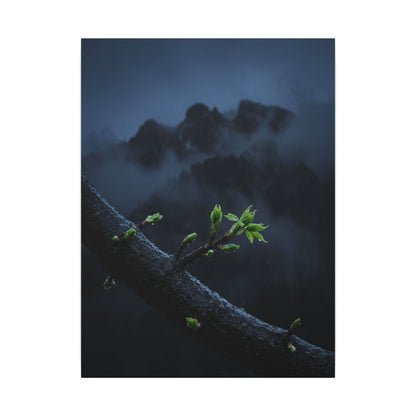Moonlight Mountain Mist Canvas Art - Dark Japandi Kanso