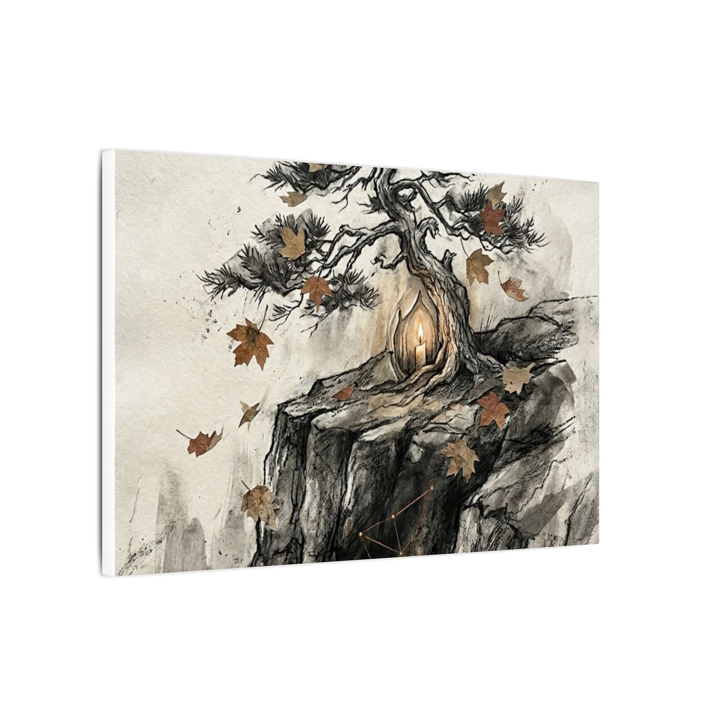 Pine Tree Autumn Canvas Art | Japandi Earthy Design