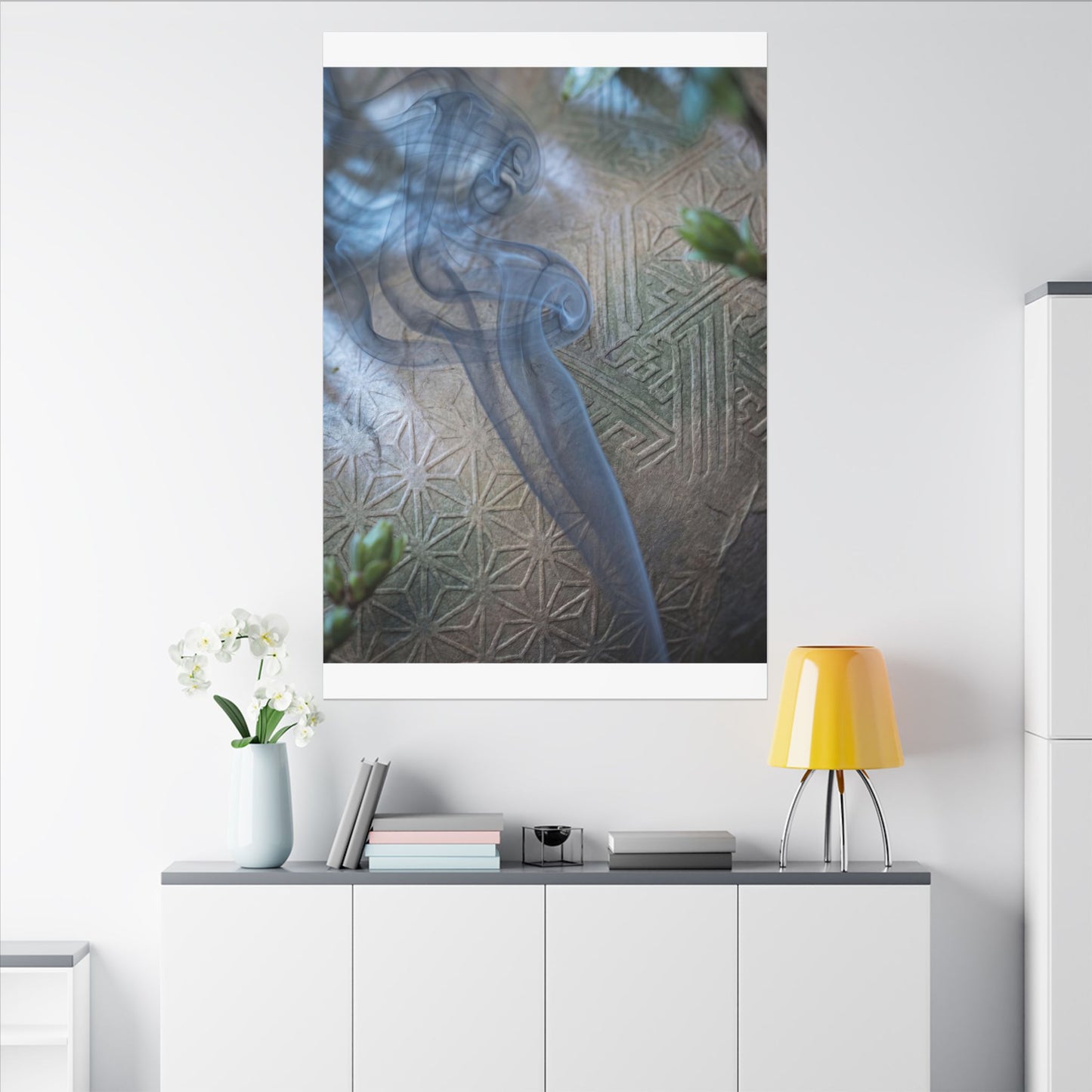 Spring Incense Smoke Japanese Pattern Canvas Art | Neutral Decor