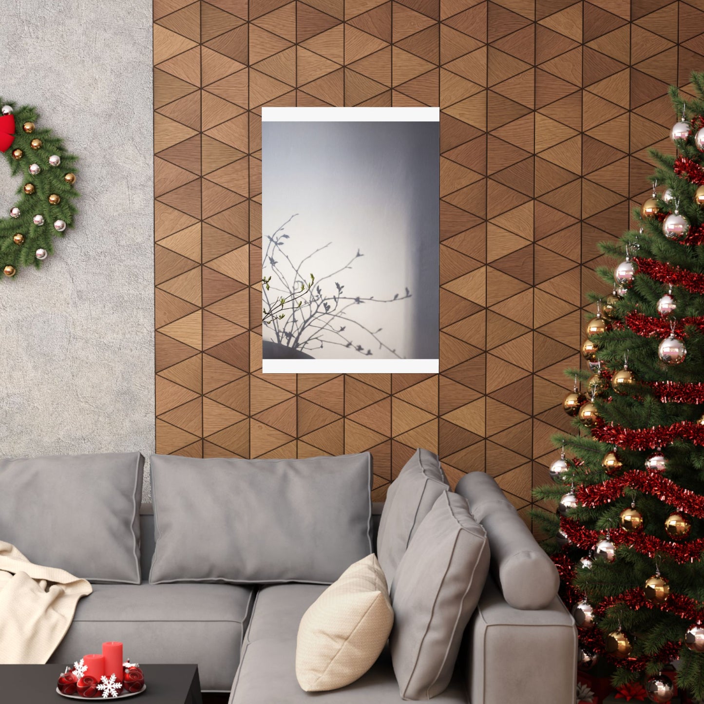 Japandi Shadow Play in Dawn | Japanese Pattern Wall Art Print