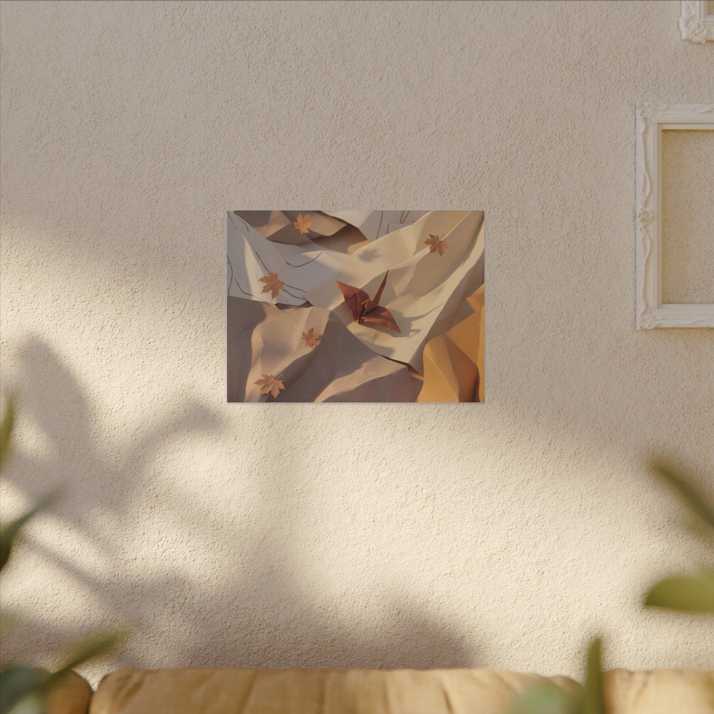 Autumn Paper Fold Minimal Line Canvas Art | Cozy Decor