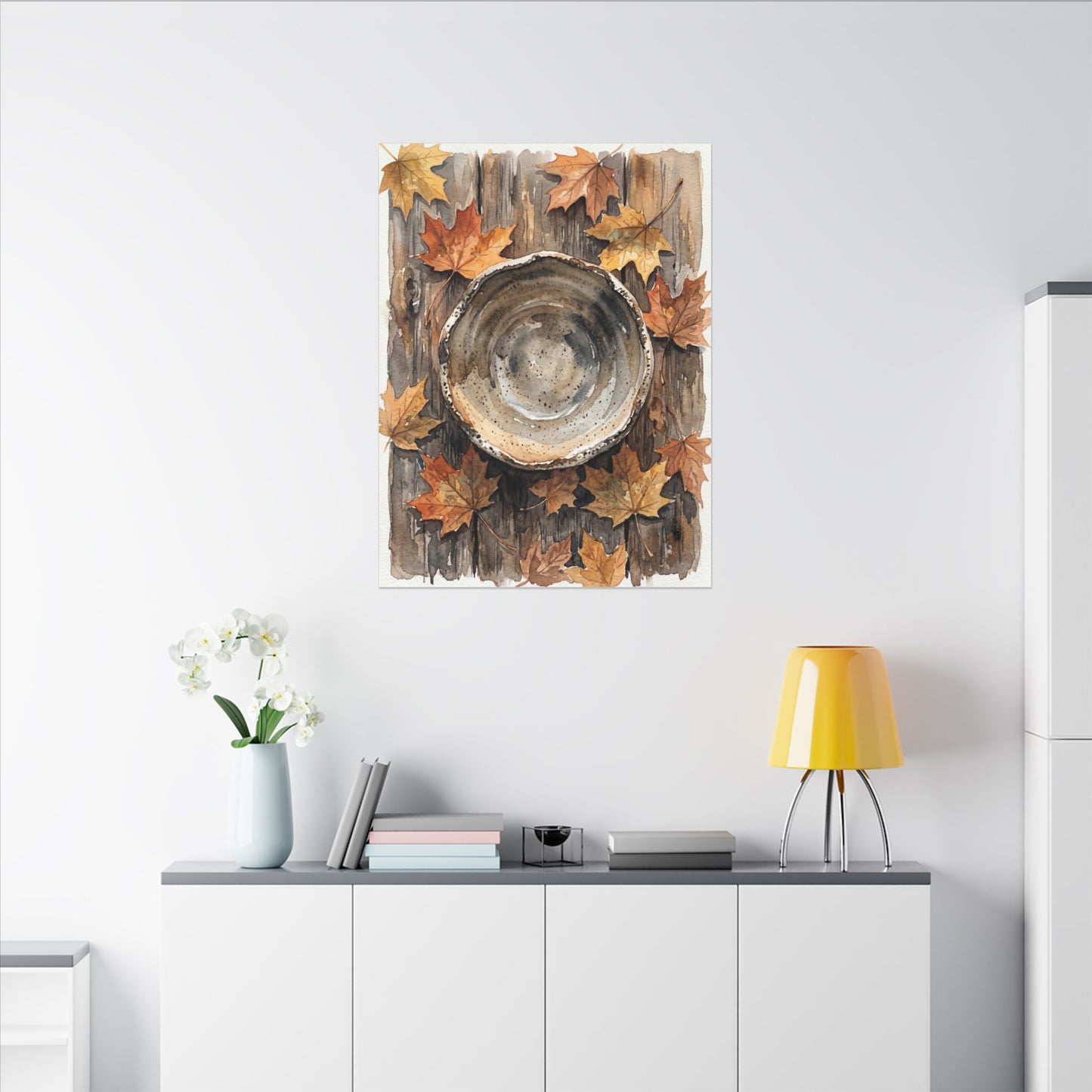 Ma Ceramic Bowl Canvas Art - Japandi Watercolor