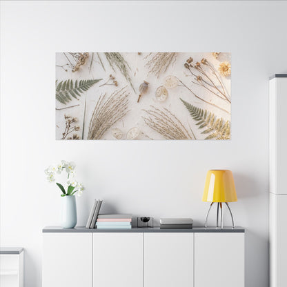 Elegant Dried Flowers Canvas Art - Japanese Pattern Japandi