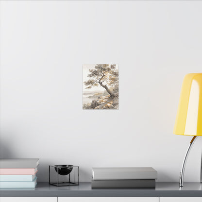 Pine Tree Watercolor Canvas Art | Elegant Japandi Art