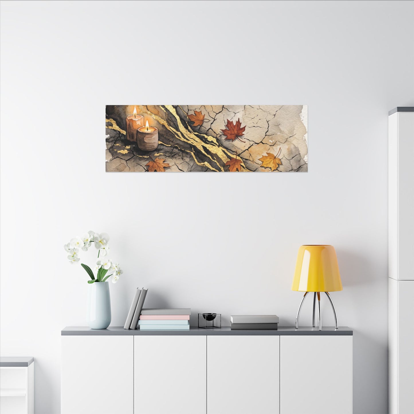 Cracked Earth Autumn Canvas Art | Japandi Warm Design