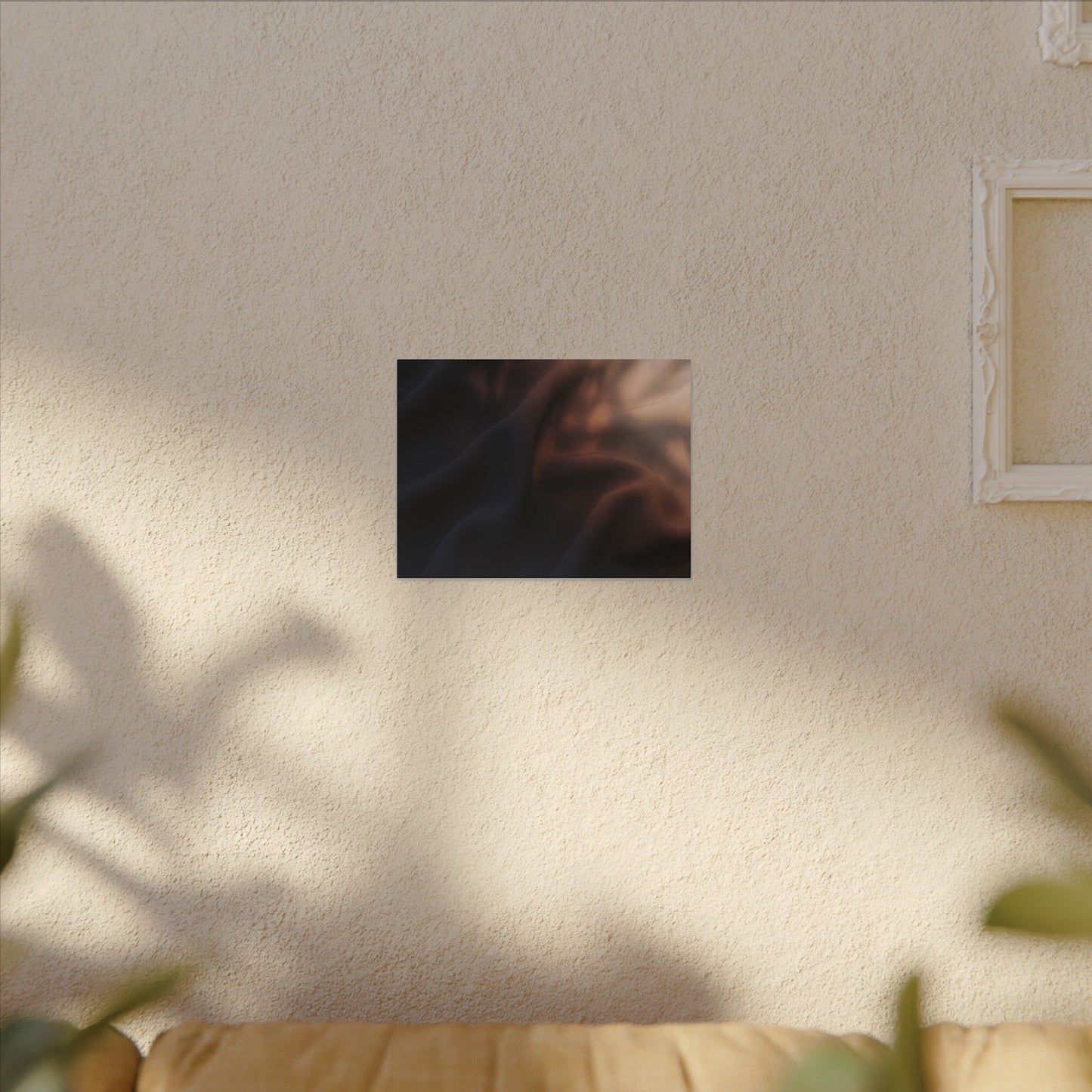 Dark Japandi Silk Drape in Dawn | Shadow Zen Canvas Art