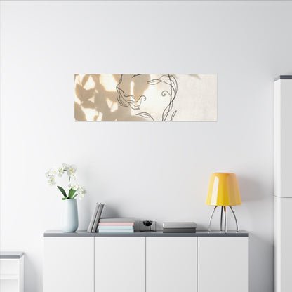 Warm Shoji Screen Canvas Art - Minimal Line Japandi