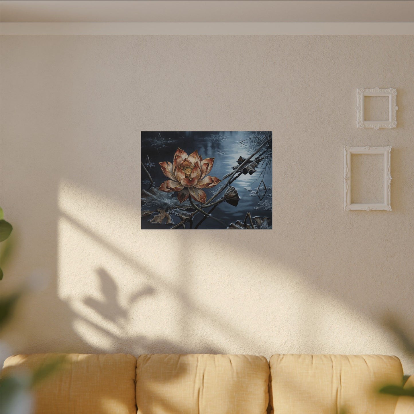 Winter Lotus Flower Broken Beauty Canvas Art | Healing Decor