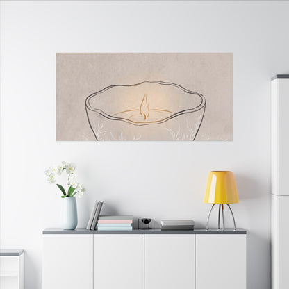 Ceramic Bowl Minimal Line Canvas Art | Neutral Japandi Art