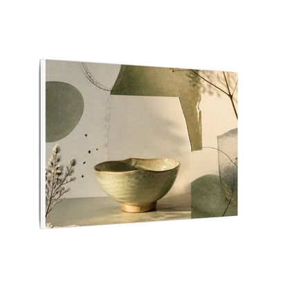 Warm Ceramic Bowl Canvas Art - Minimal Line Japandi