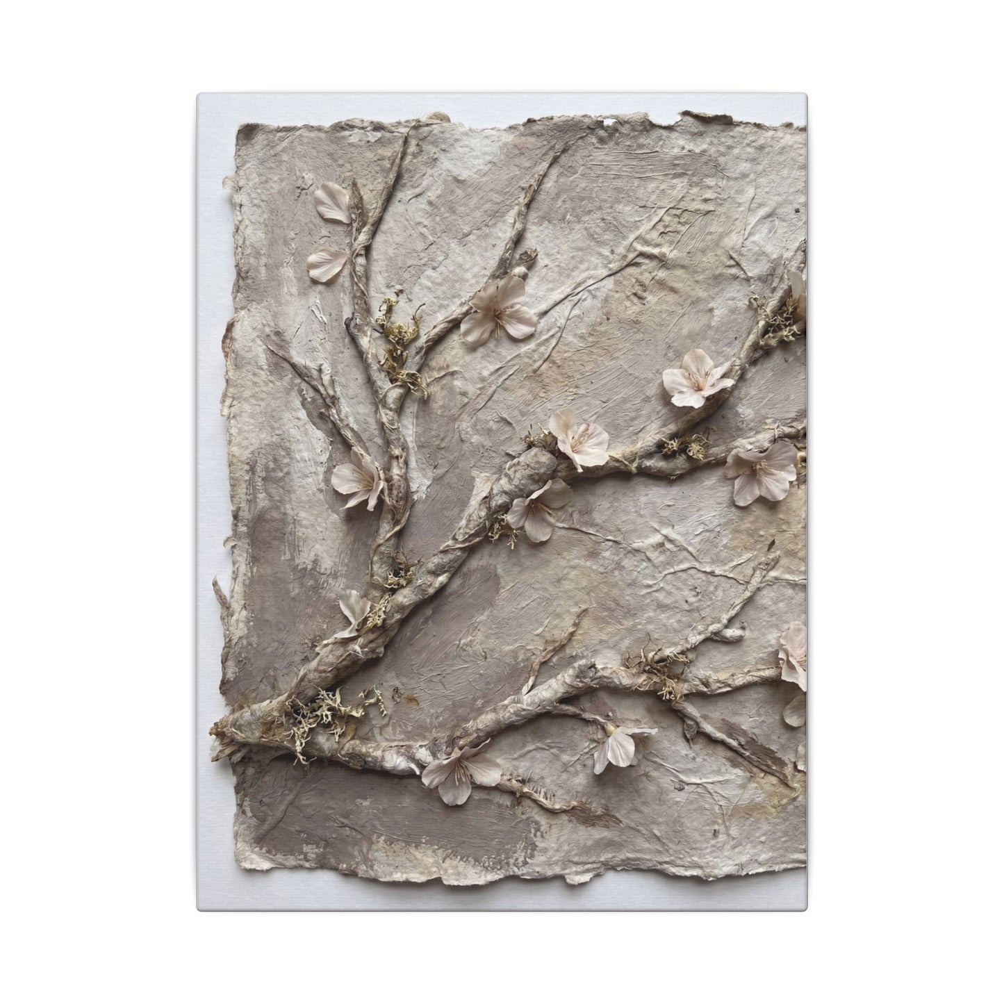 Summer Cherry Blossom Texture Canvas Art | Earthy Decor