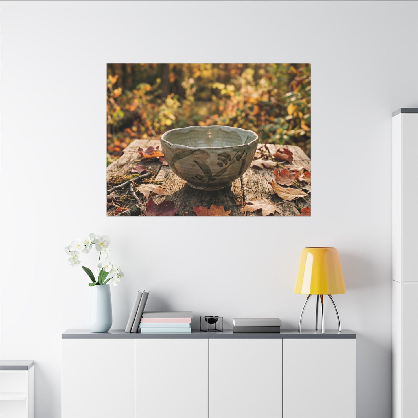 Elegant Ceramic Bowl Canvas Art - Japanese Pattern Japandi